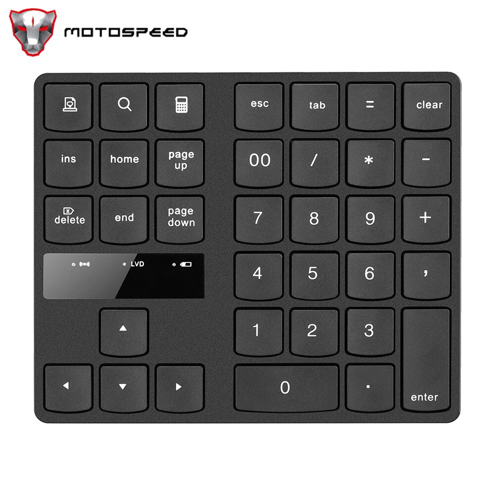 2.4G Wireless Numeric Keyboard Portable 35 Keys Financial Accounting Office Keyboard Built-in Rechargeable Battery Black