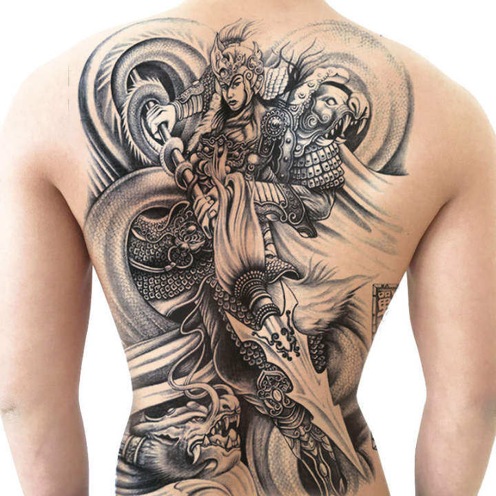 Men And Women Full Back Tattoo Paste Waterproof Zhao Zilong Zhaoyun Ares Back Back To The Super Figure Tattoo Stickers Lazada