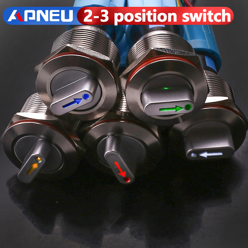 22mm led Metal Rotary push button switch 220V brass 2-3 position selector Switch Press Button Rotate button rotation knob metal switch