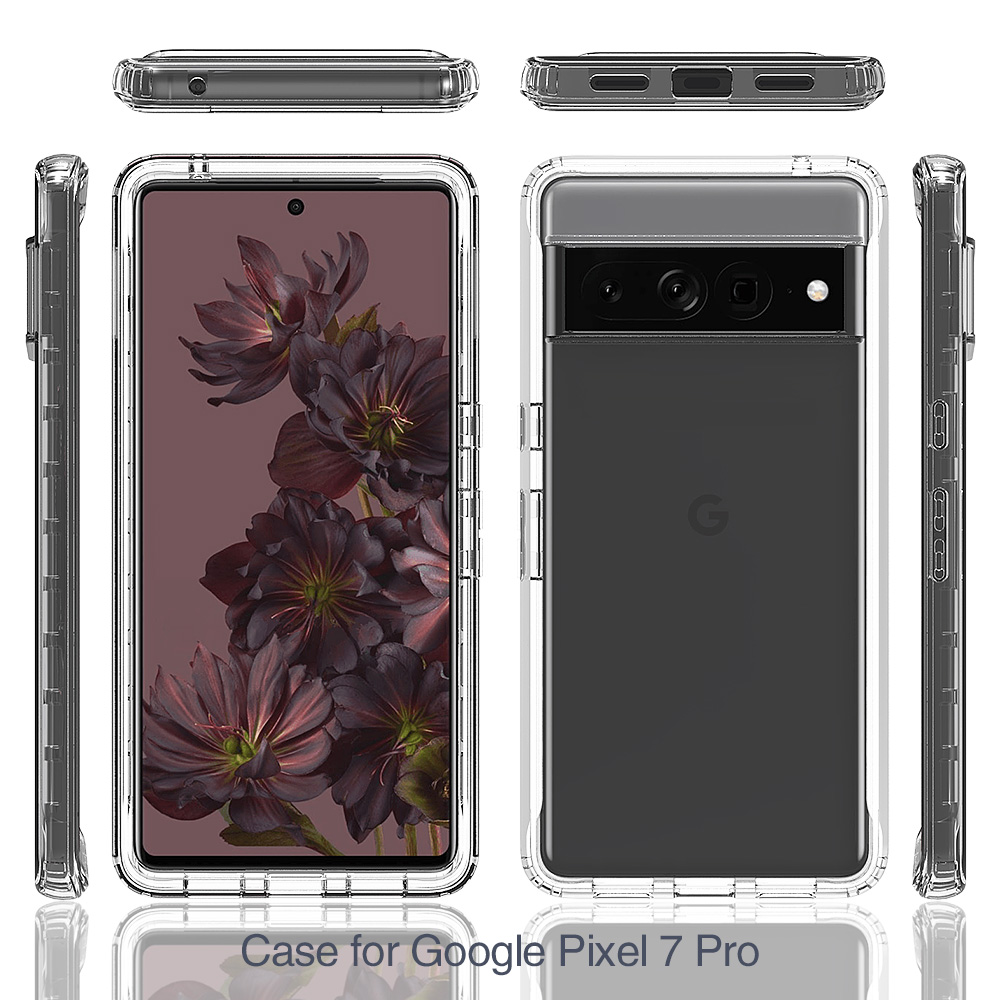 For Google Pixel 8 Pro Pixel 7 Pro Pixel 6 7A Case, Full Body Rugged Case with Built-in Touch Sensitive Anti-Scratch Screen Film Protector, Soft TPU Bumper Case Hybrid Gradient Transparent Soft TPU Clear Skin Cover