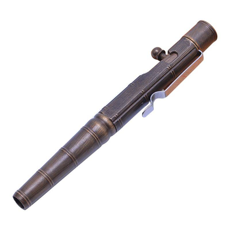 Solid Brass Gel Ink Pen Retro Bamboo Node Bolt Action Writing Tool School Office Stationery Supply