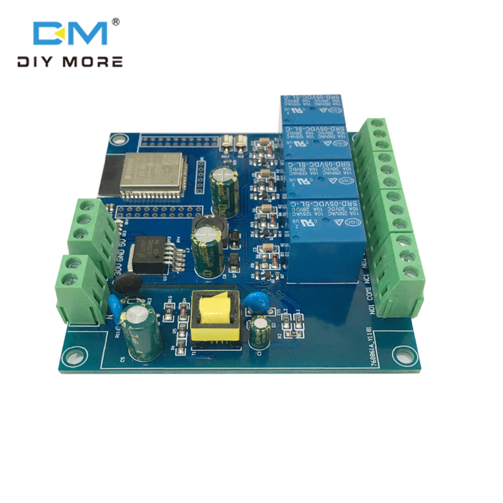 diymore [Chính Hãng 100%]  Bảng Phát Triển ESP32-WROOM Mô-đun Rơ Le Bốn Chiều ESP32 Mô-đun WiFi & BLE Nguồn Điện AC220V/DC5-30V Công Suất Lớn 4M Byte Flash Cho ESP32