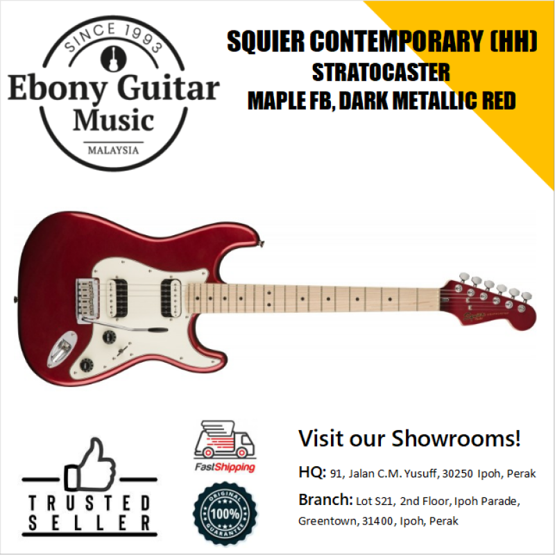 Squeir Contemporary HH Stratocaster Electric Guitar, Maple FB, Dark Metallic Red Malaysia