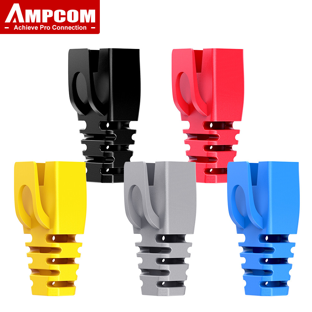 AMPCOM 50PCS RJ45 Ethernet Network Cable Strain Relief Boots Cable Connector Plug Covers for CAT5 CAT5e CAT6