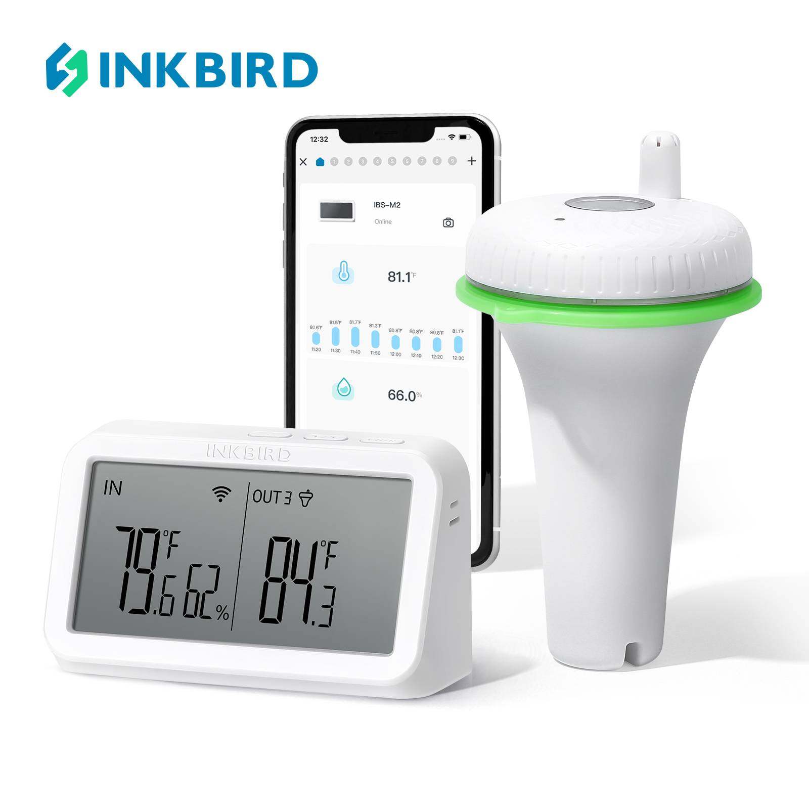 INKBIRD IBS-P02R-O Floating Pool Thermo-meter with IBS-M2 Wi-Fi Gateway Set Wireless App Control Wireless Pool Thermo-meter IPX7 Waterproof ราคา 2,777 บาท*ส่งฟรี