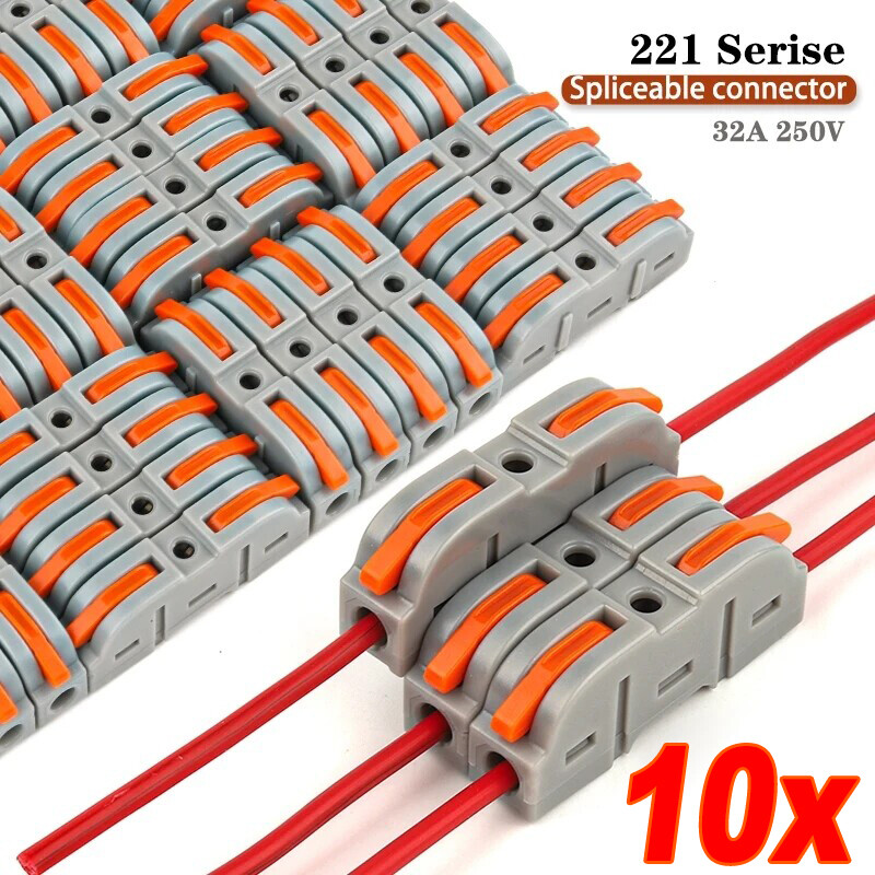 10/5Pcs Quick Wiring Connector Fast Splicing Electrical Connector Multiplex Butt Terminal Universal 1 to 1 Inline Wire Connector