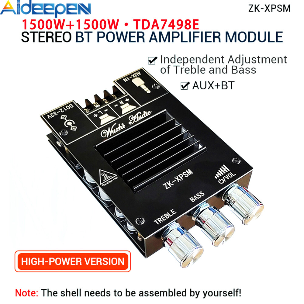 Zk-xpsm/zk-xps 150w*150w high-power bluetooth audio power amplifier board module 2.0 dual-channel stereo tda7498e high and bass adjustment