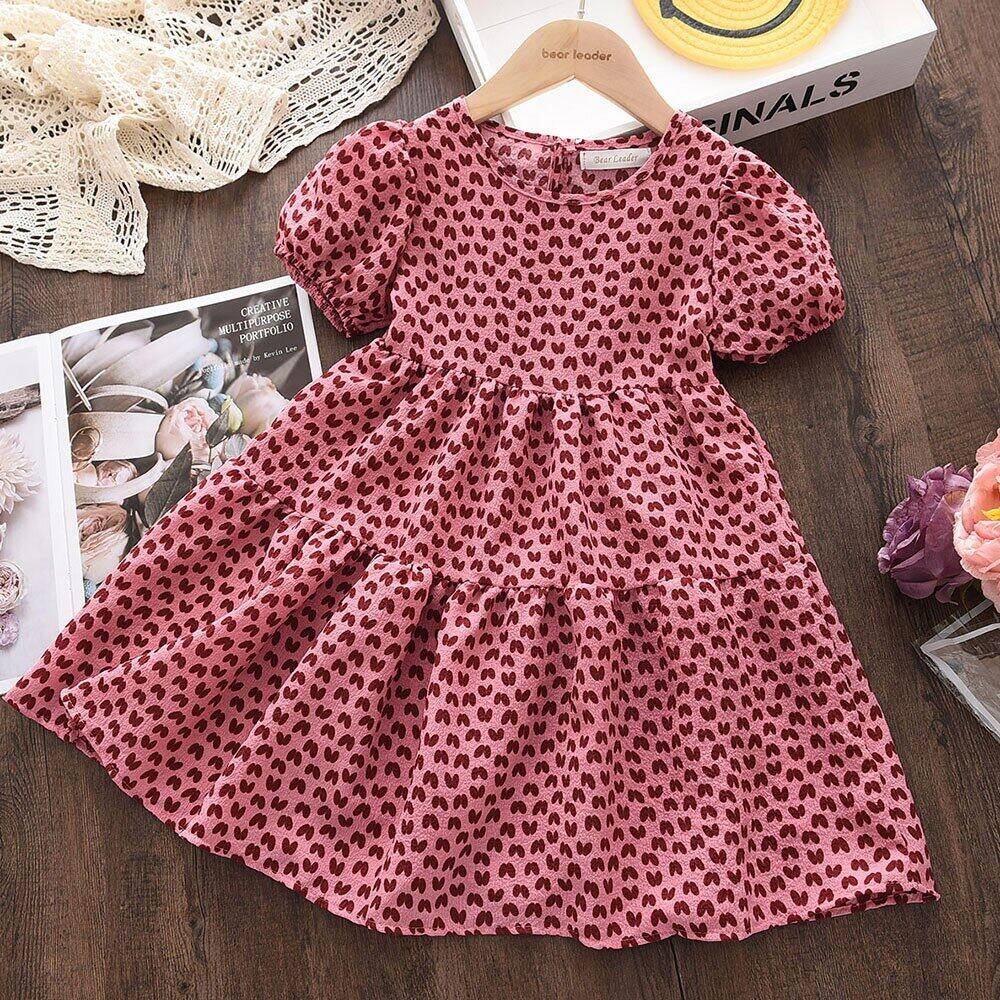 Bear Leader Leopard Print Kids Girls Casual Dress Summer Floral Children Dresses New Party Princess Sundress Ball Gown Vestidos