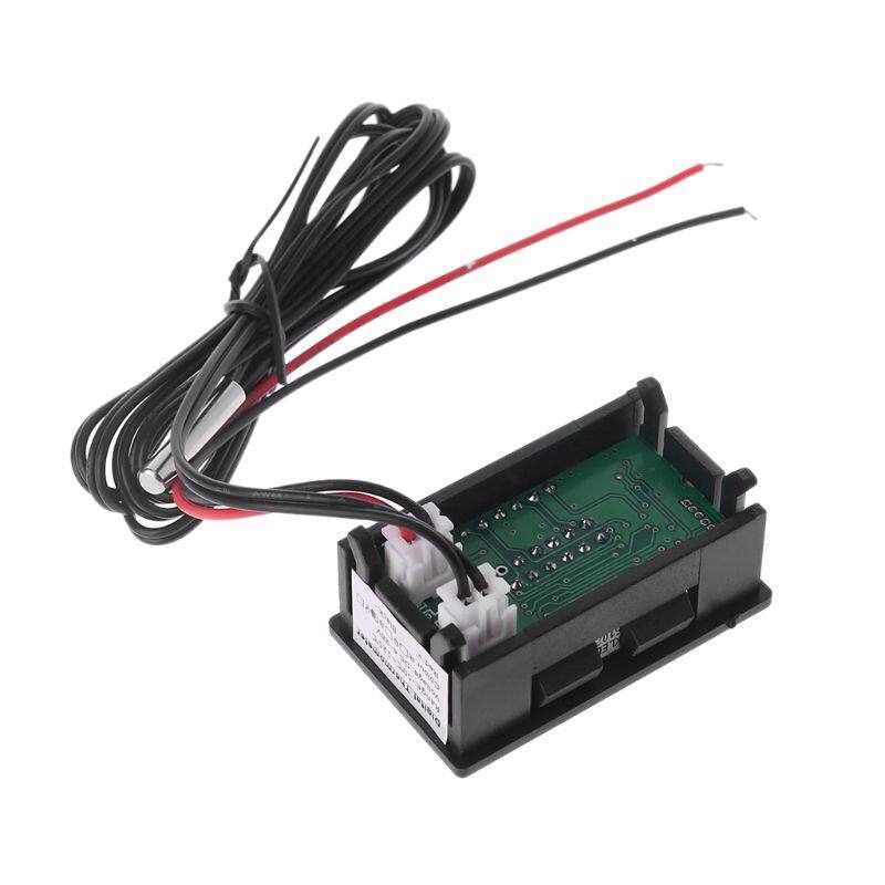 12V 24V Car Voltmeter with Cables LED Digital Display Voltmeter Panel Temperature Gauge Square-shaped Voltage Tester