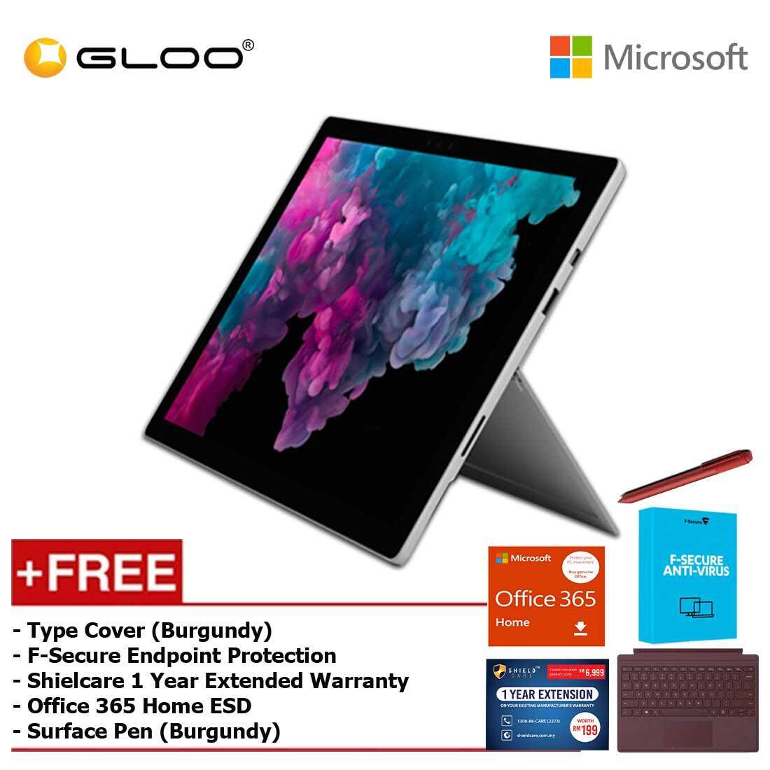 Microsoft Surface Pro 6 Core i5/8GB RAM -128GB + Type Cover Burgundy + Office 365 Home (ESD) + Pen Burgundy + Fsecure + Shieldcare 1 Year Extended Warranty Malaysia