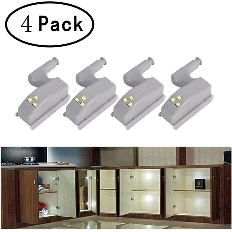 4Pack Universal Cabinet Wardrobe Hinge LED light Closet Cupboard Door lamp Auto Switch ON/OFF Night light