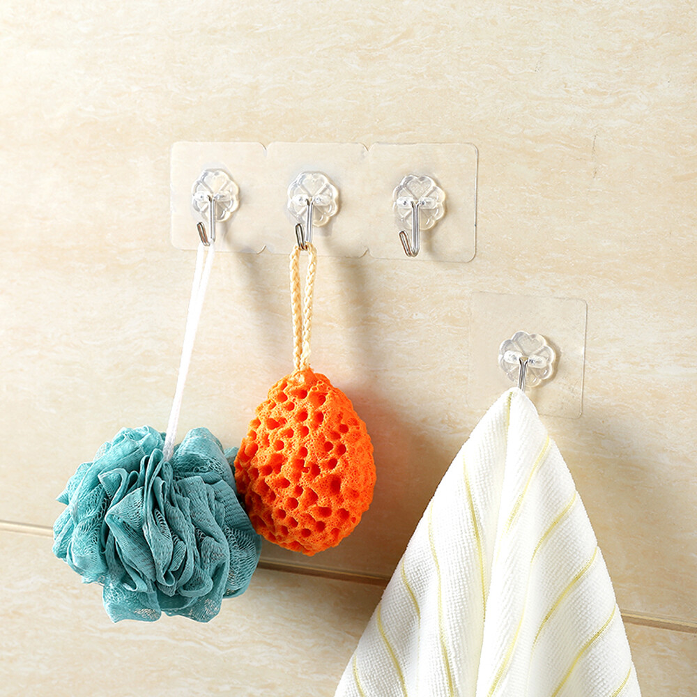 Transparent Adhesive Wall Suction Hooks Home Bathroom Kitchen Storage Organizer Hook