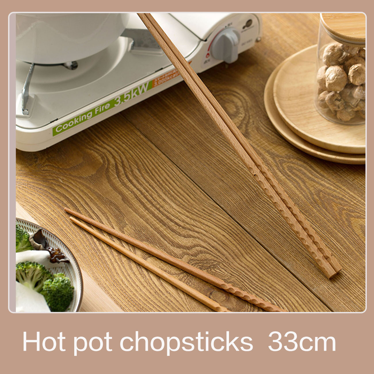 Homenhome Beech Wood Extra Long Hot Pot Fried Chopsticks Super Fast Fried Dough Solid Wood