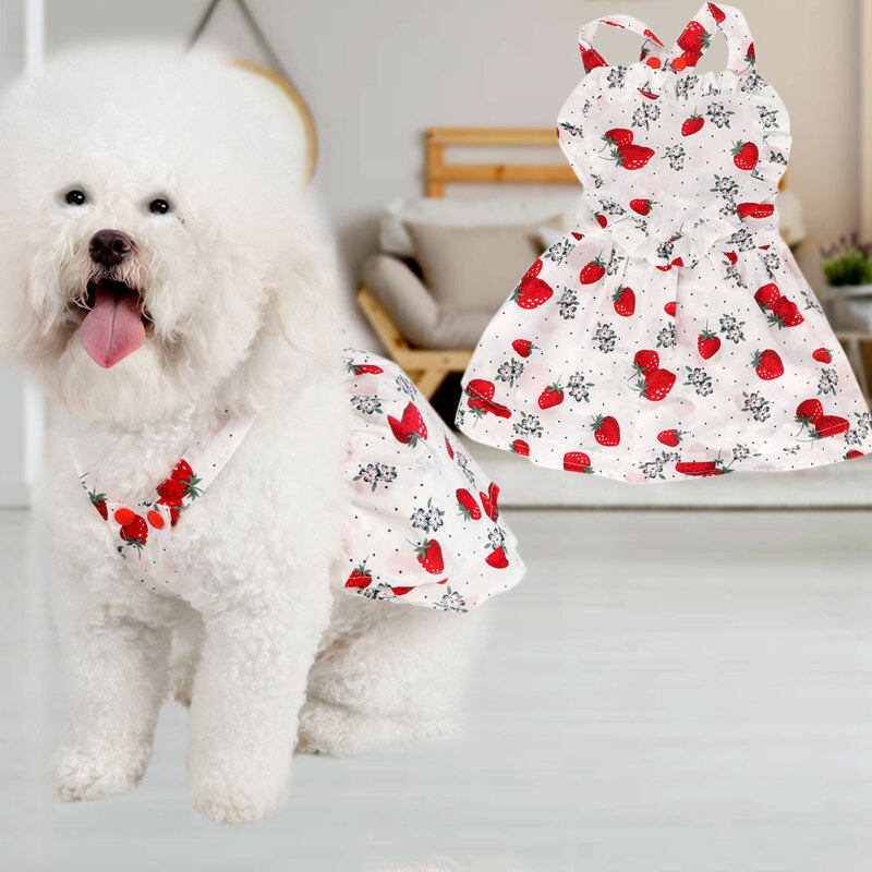 Thú Cưng Mùa Hè Vải Nhỏ Cho Chó Mèo Váy In Hình Chó Con Tutu Công Chúa Váy Cotton Trang Phục L