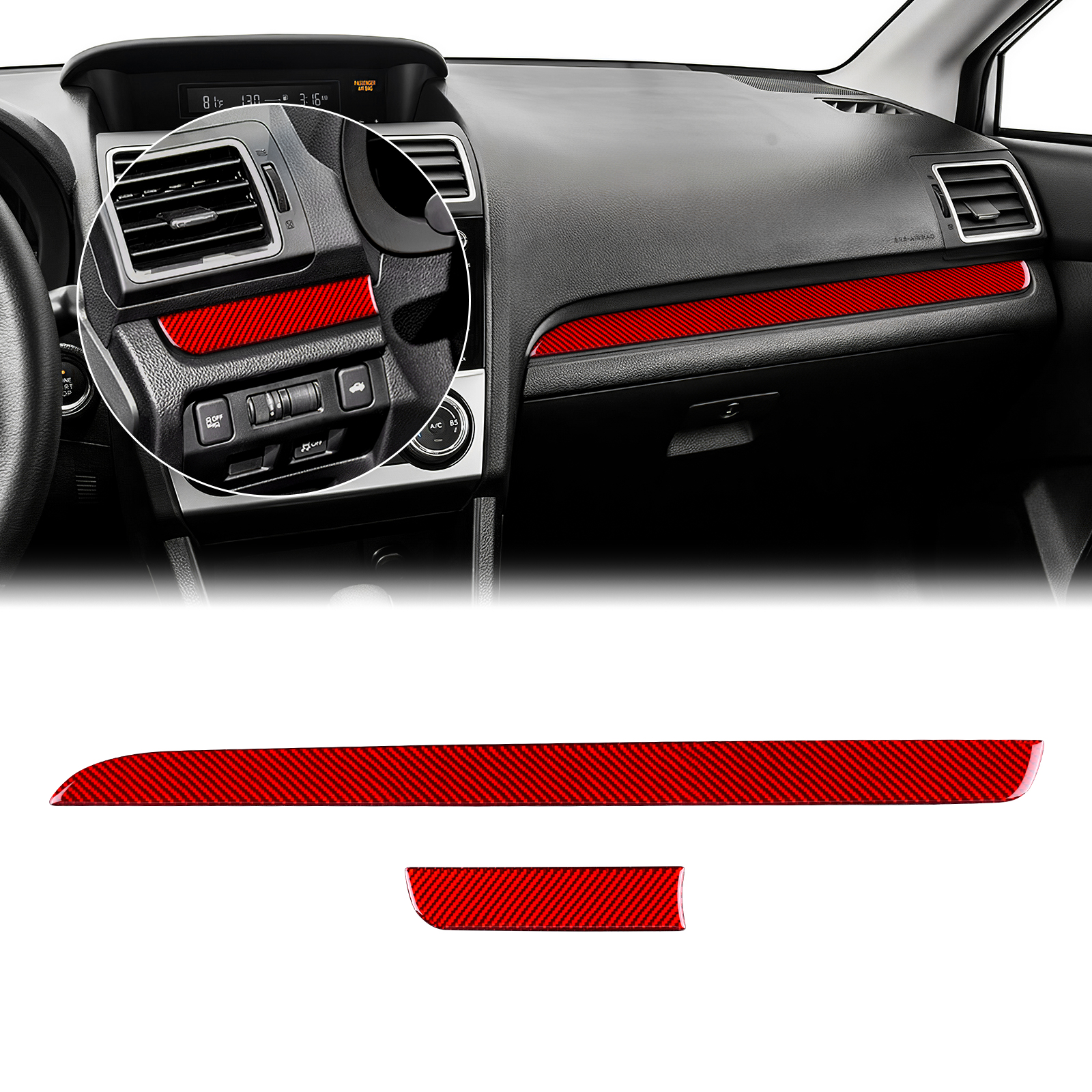 Airspeed carbon fiber strip car center console decorative strip carbon fiber sticker for subaru wrx 2015-2021