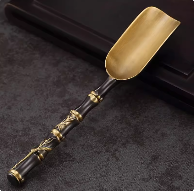 Morning High Purity Brass Tea Spoon Split Spoon Single Picking Spoon Tea Ceremony Tea Shovel Picking Tea Spoon Kung Fu Tea Set Accessories