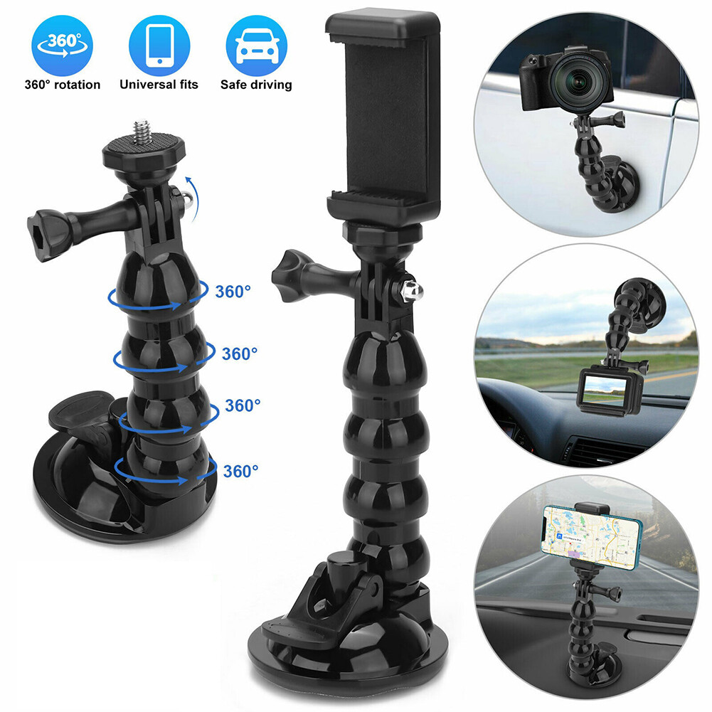 GM-Car Suction Cup Mount Phone Holder Adjustable Angles Video Navigation Bracket Compatible For Gopro Action Camera
