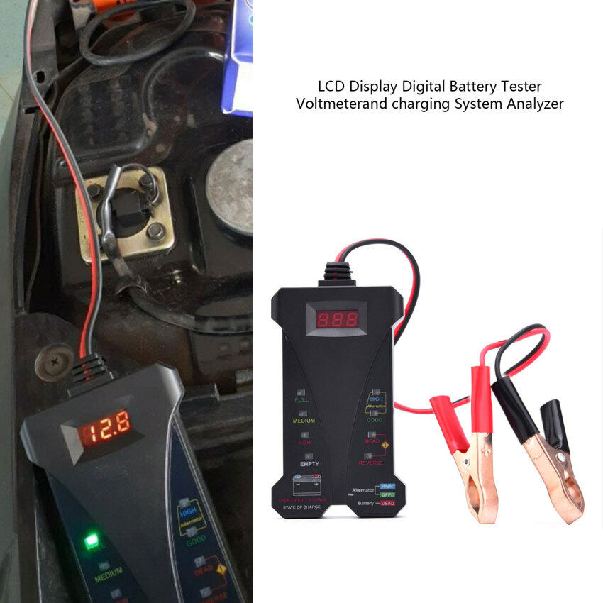 Digital Display 12V Battery Alternator Tester Voltmeter Car Motorcycle