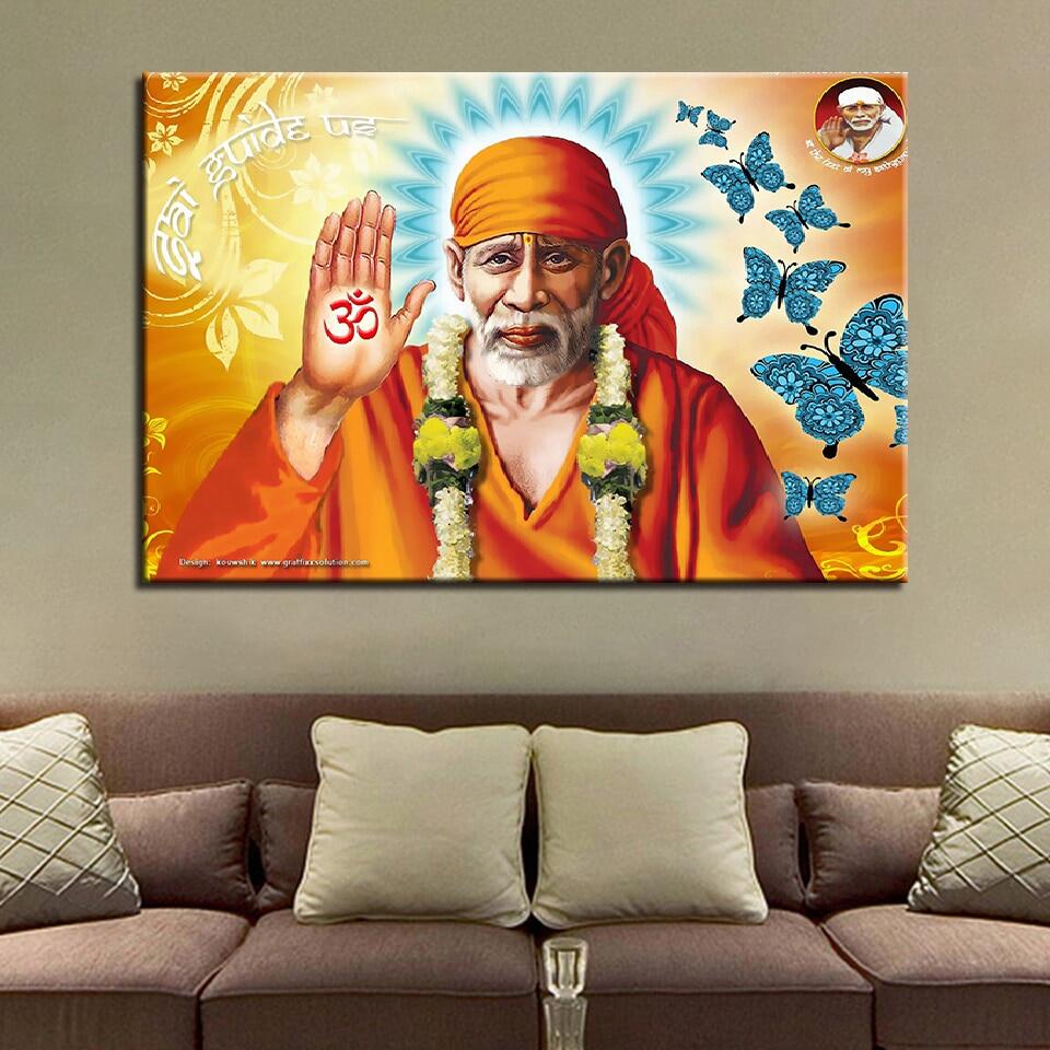 Embelish 1 Pieces India Lord God Sai Baba Hd Wall Art Picture For Living Room Modern Home Decor Canvas Printings Hd Print Canvas Painting 1pcs Inner Framed Or Frameless Lazada Singapore