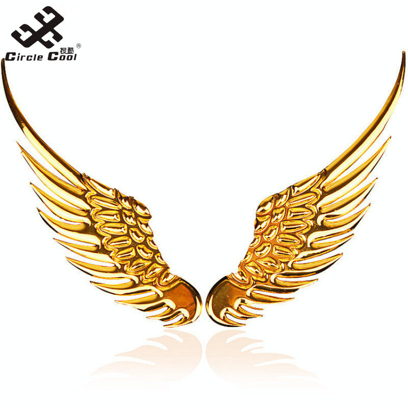 Circle Cool Car Auto Sticker 3D Stereo Metal Angel Wing Car Decoration with Decals Emblem Chrome Car 3D Big Wings Car Sticker