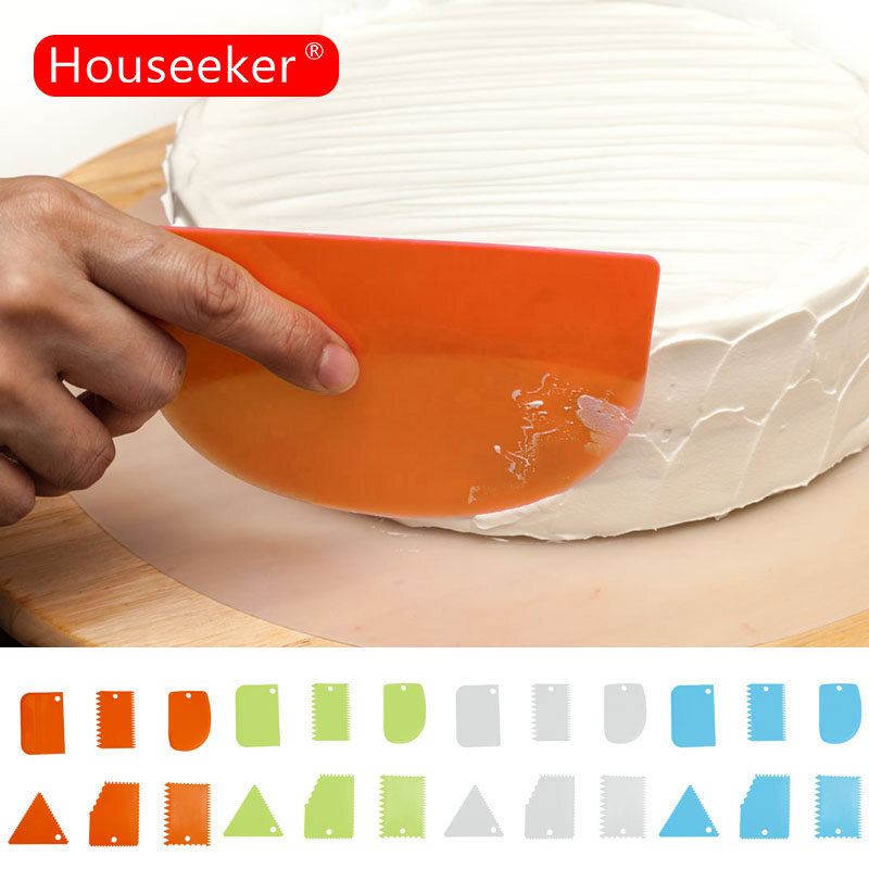 Houseeker 6pcs/set geometric figure cake scraper Trapezoid semicircular arc triangular sawtooth scraper Cake tools