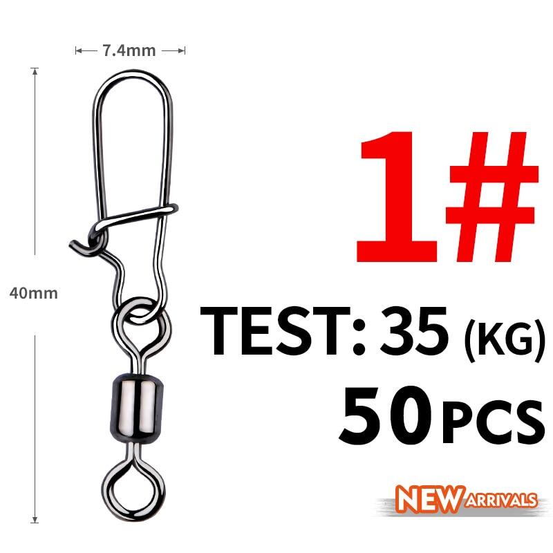 50PCS Fishing Accessories Connector Pin Bearing Rolling Swivel Stainless Steel Snap Fishhook Lure Swivels Tackle