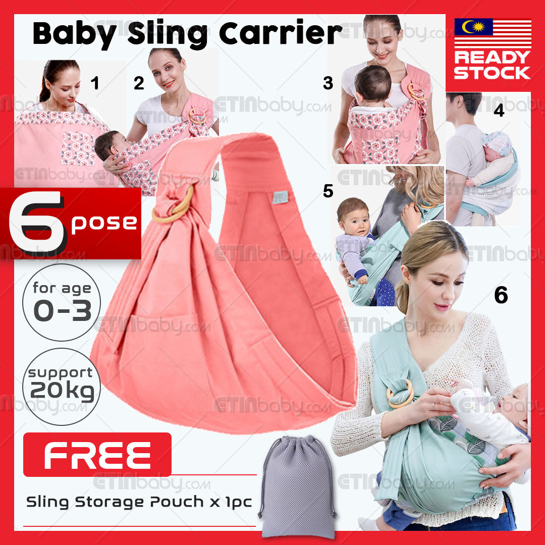 Baby Sling Wrap Baby Carrier [READY STOCK] 6 Positions Cotton Ring Soft Newborn Wrap Easy Wear and Carry Baby