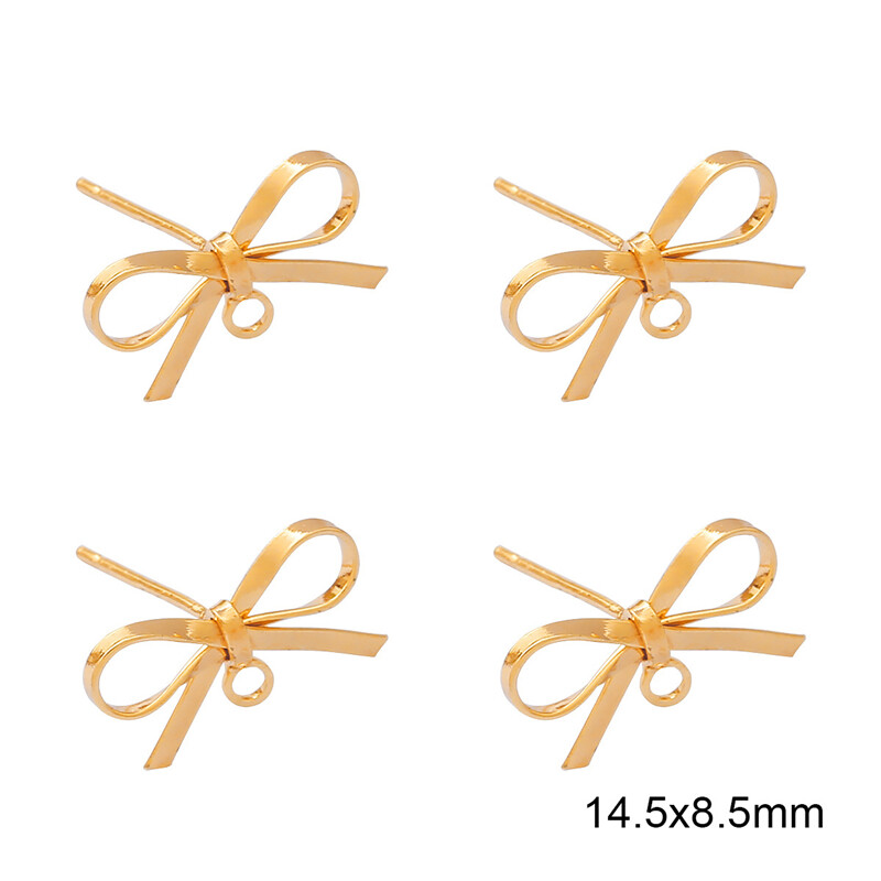 18K Gold Plated Copper Bow Earrings Pins For Women Korean Ear Studs Earrings Simple Fashion Jewelry Wedding Gift 1Pair