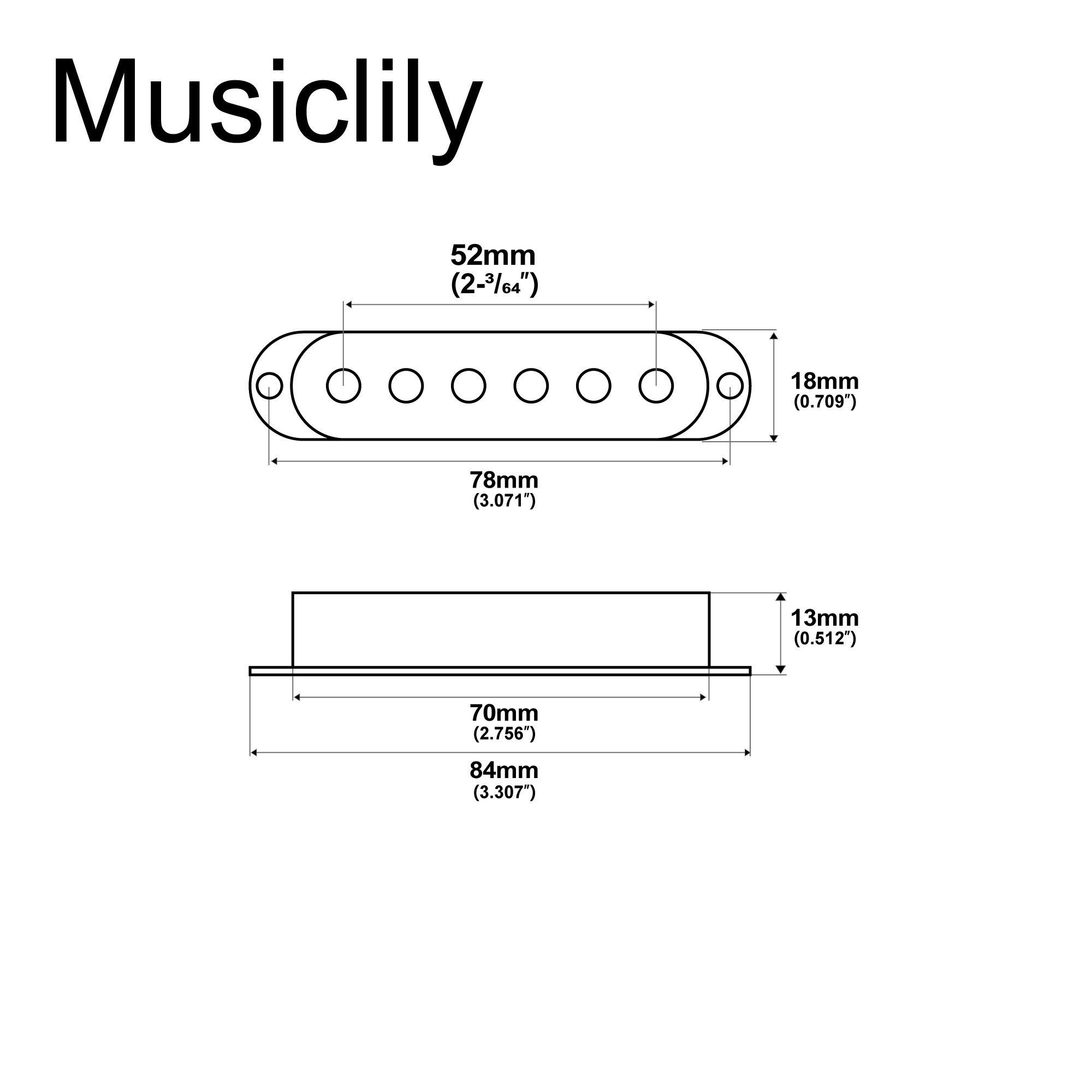 Musiclily Basic 52mm Plastic Strat Style Guitar Single Coil Pickup Covers Set, Chrome (Set of 3)