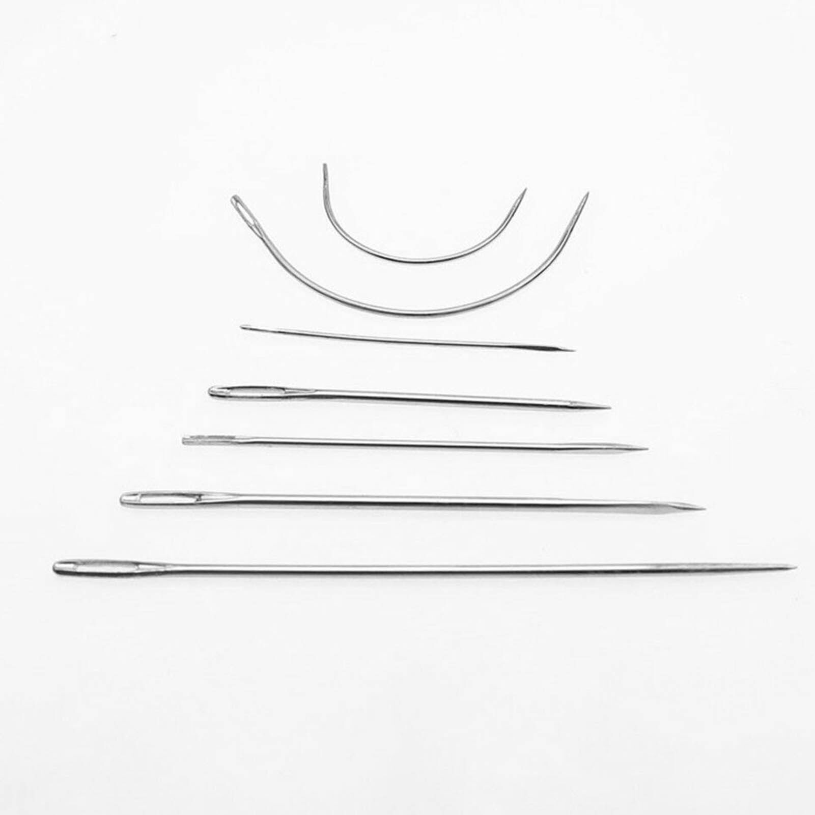 12Pcs Leather Craft Tools Kit Sewing Needles Waxed Thread Cord Stitching Awl Sewing Thimble DIY Leather Repair