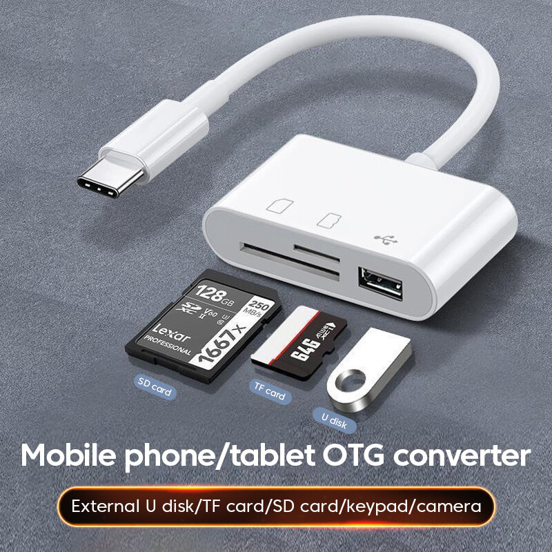 Đầu Đọc USB Đầu Đọc Thẻ Loại C Sang SD Thẻ Nhớ TF 3 Trong 1 USB C Bộ Chuyển Đổi Thẻ Tương Thích Với Bộ Chuyển Đổi iPhone Macbook Samsung