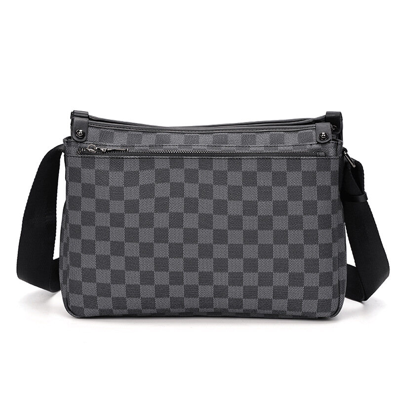 Men's new Korean-Style Plaid shoulder bag fashion leather Street