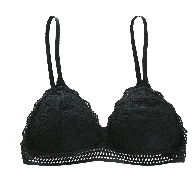 Thin French Style Deep V Sexy Lace Soft Push Up Bra Triangle Cup Non Wired Lace Bra for Women
