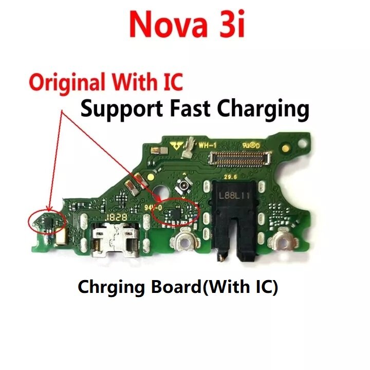 Ban đầu cổng sạc điện thoại Chân dock sạc điện thoại Board Mi-crô Cáp dẻo + bảng chính Bo mạch chủ kết nối cáp dẻo cáp cho Huawei Nova 3i
