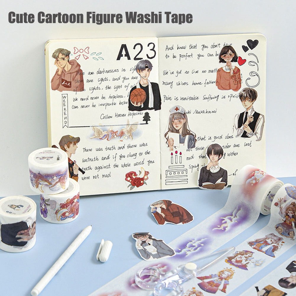 วารสารองค์ประกอบมายากลการ์ตูนรูปเทปDIY Washiเทปตกแต่งเทปตกแต่งลายการ์ตูนสติ๊กเกอร์