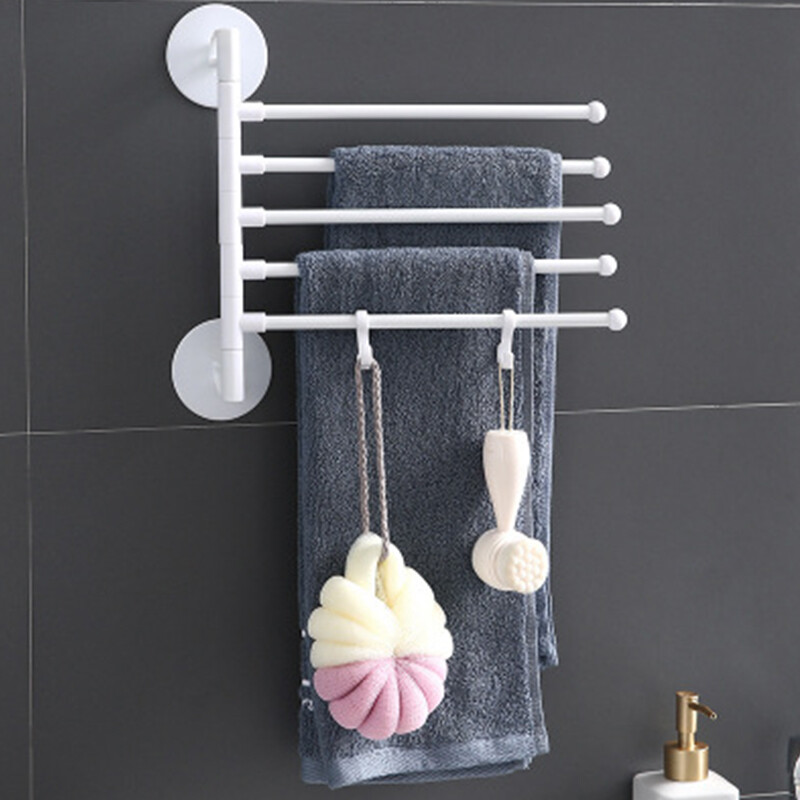 1pcs 180 degree rotation Towel Rail Rack Towel Holder Bathroom Towels Rack Hanger  Wall Hanging Towel Bar Storage Shelf