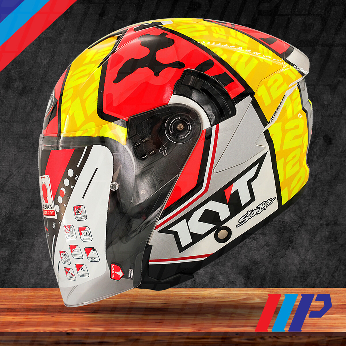 KYT XAVI FORES YELLOW NFJ Double Visor Open Face Helmet Multicolor