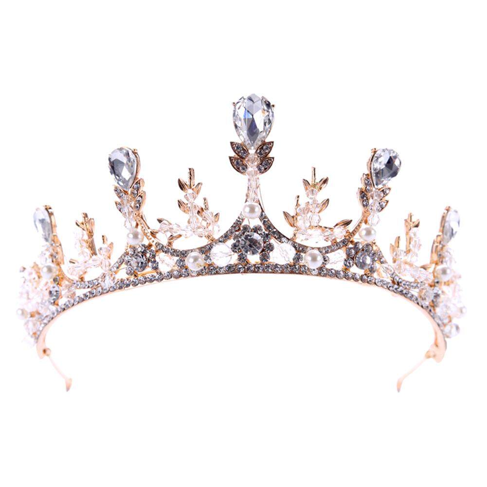 Crystal Crown Tiara Pengantin Perempuan Pernikahan Hiasan Rambut Besar Hoop Aksesoris Rambut