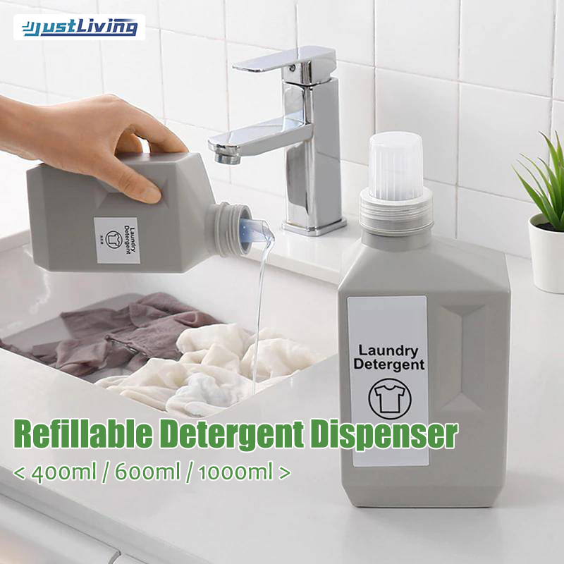 JustLiving Household Softener Detergent Storage Container Plastic Large Capacity Laundry Liquid Refillable Bottle Laundry Detergent Dispenser Cleaner Softener Shampoo Replace Empty Bottles