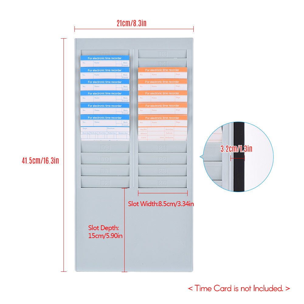 DOYO Time Card Rack Wall Mount Holder 24 Pocket Slot for Attendance ...