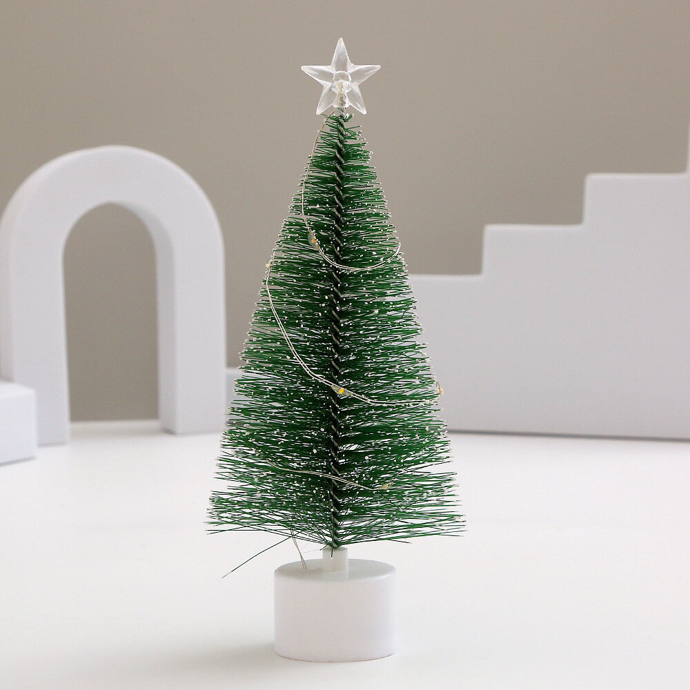 17cm Christmas Tree with Light String Colorful Glowing Pine Tree Ornaments Desktop Christmas Decoration New Year Party Gift