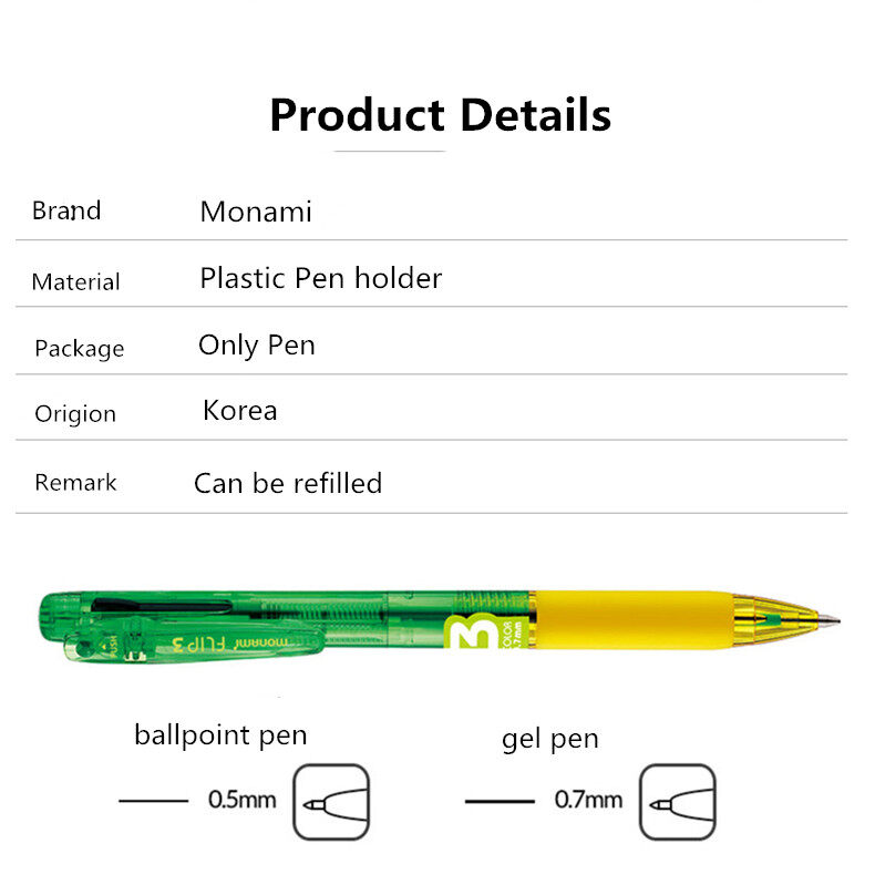 Bút Bi 3 Màu Monami, Bút 0.5Mm 0.7Mm