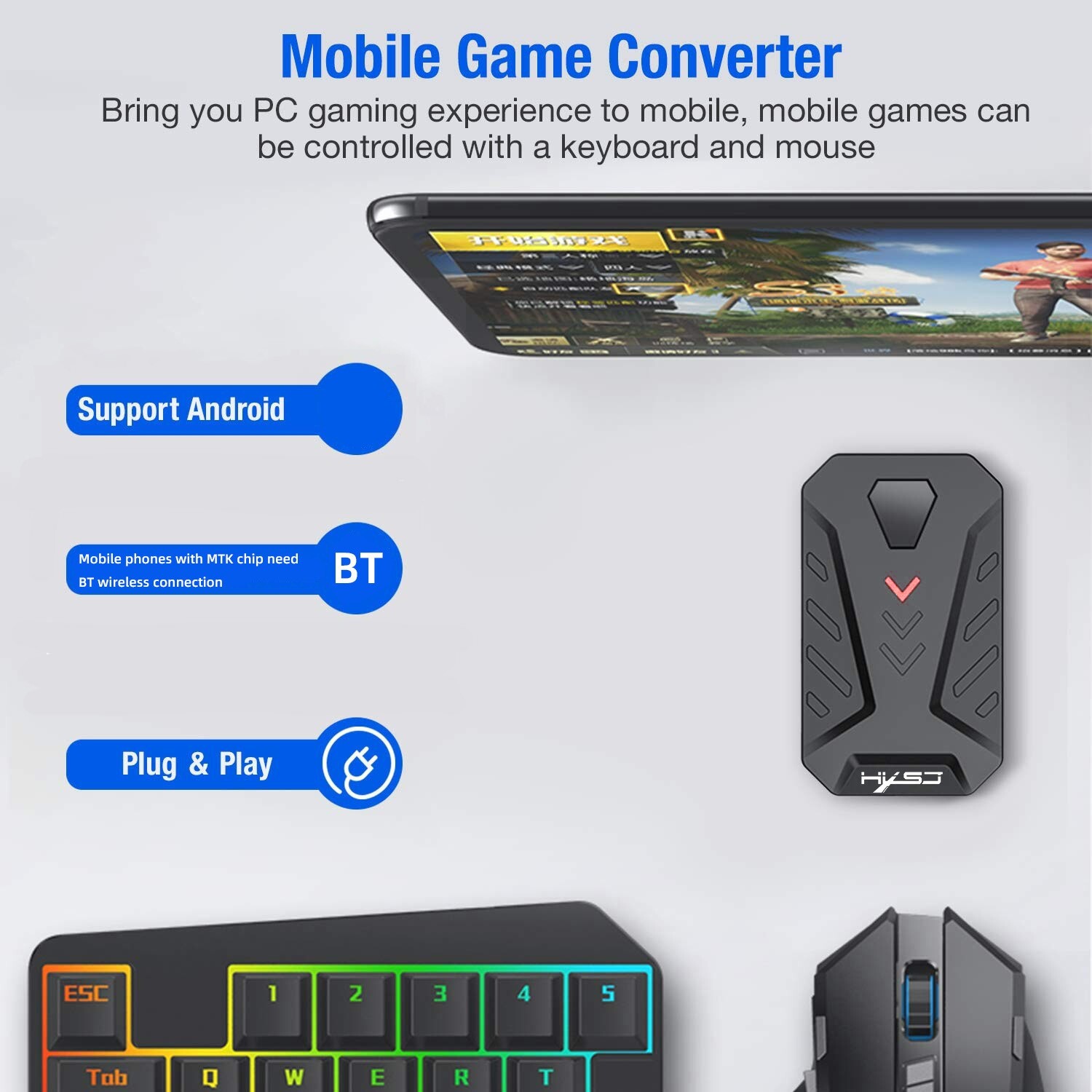 【Ready Stock】 HXSJ P8 Mobile Phone Keyboard Mouse Converter for Android System