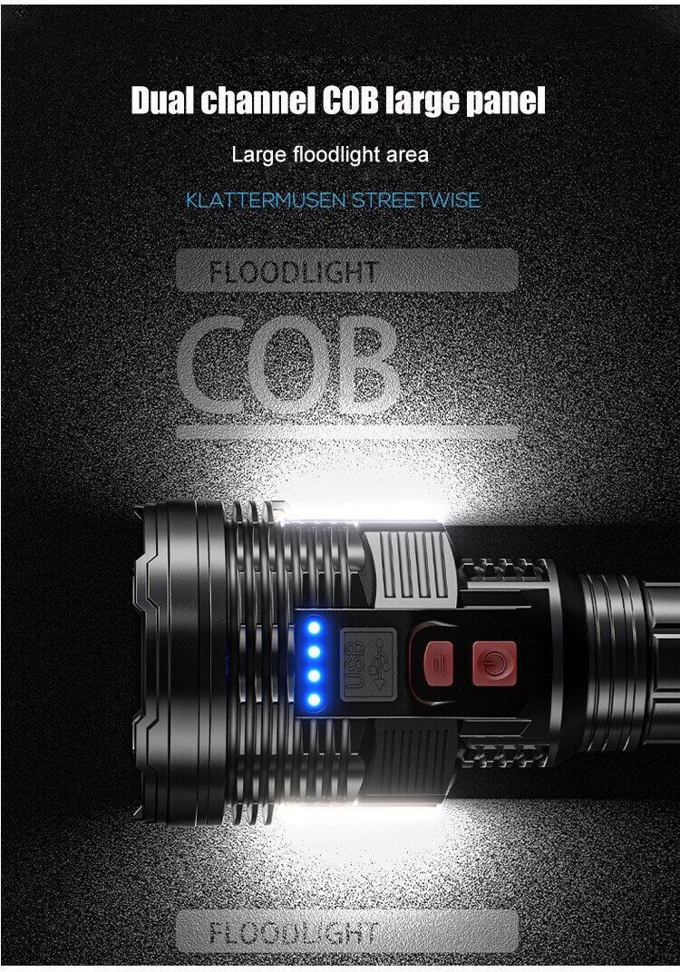 Đèn pin siêu sáng xách tay siêu sáng đèn pin mạnh mẽ Ngọn Đuốc Đèn Pin LED Đèn pin USB có thể sạc được đèn Flash Bóng Led Đèn pin chống thấm nước cắm trại đèn công suất cao đèn pin LED 1000000 lumens touchlight