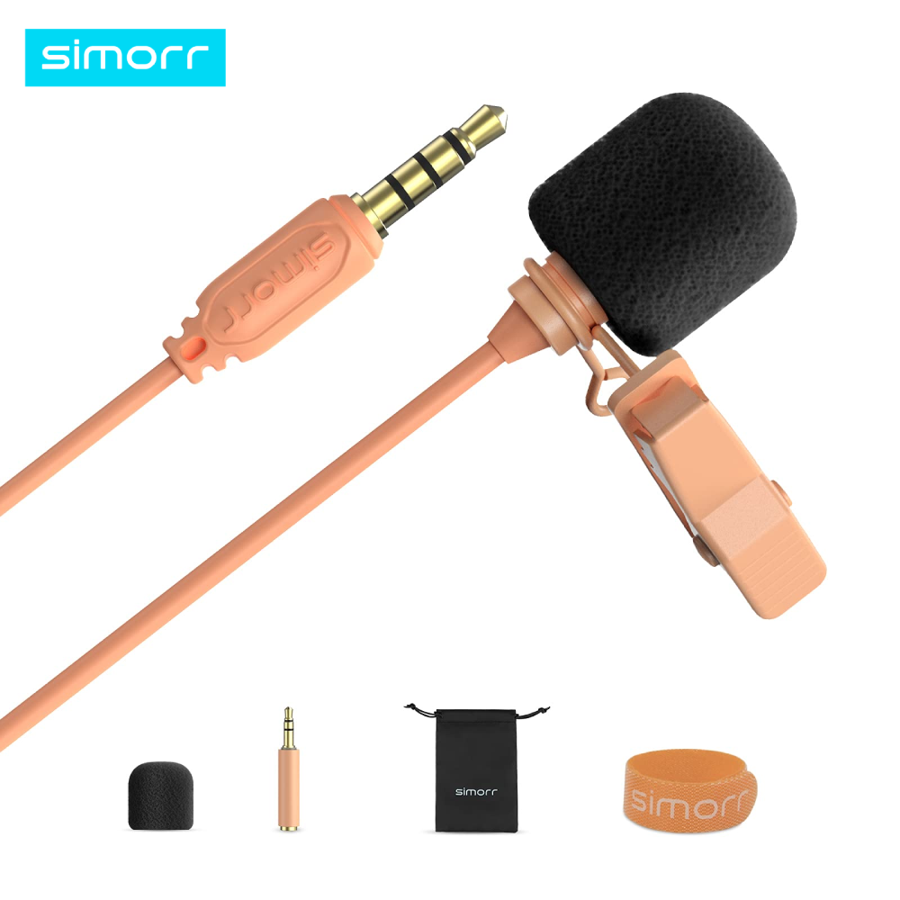 3388 Computer for YouTube Video Shooting simorr Wave L1-3.5mm TRS/TRRS Professional Lavalier Microphone for Mobile Phone Balck Length 6.5ft Video Conference Vlogging Lapel Clip-on Mic Cable 