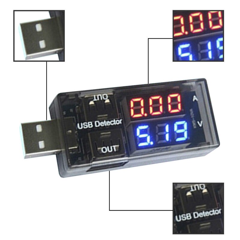 Máy Dò Điện Áp Và Dòng Điện USB Máy Đo Điện Áp USB Máy Đo Điện Áp Bảng Đôi Hiển Thị Màn Hình Điện Áp Pin