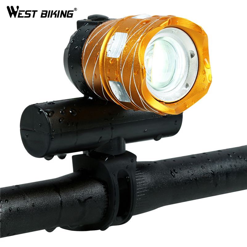 WEST BIKING 1200LM Zoomable Bicycle Light 4 Modes Wide Headlight USB Rechargeable Waterproof Front Lamp Taillights Bike Light