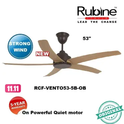 New Model : Rubine 53 Decorative Ceiling Fan VENTO Series RCF-VENTO53-5B-GM / RCF-VENTO53-5B-OB / RCF-VENTO53-5B-BN