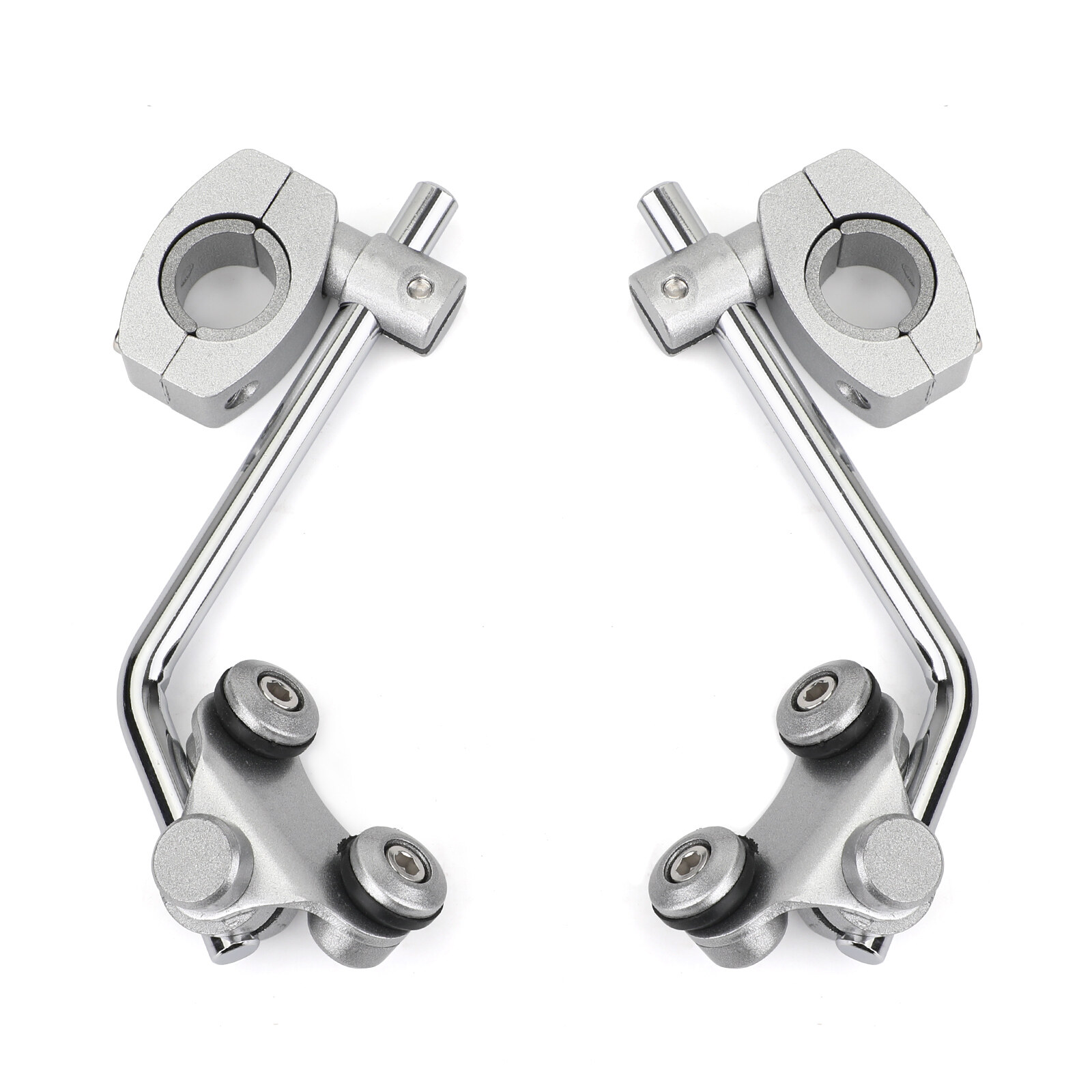 Areyourshop Universal Motorcycle Windscreen Bracket 7/8  22mm Standard Handlebar Windshield Mount Clamp Silver