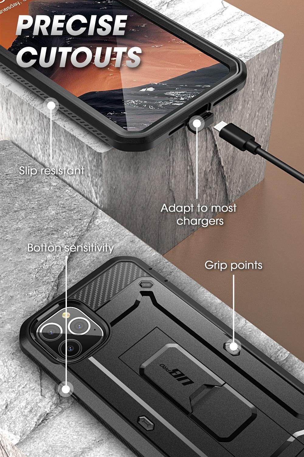 Ốp Lưng Supcase Ubpro Cho Apple iPhone 11 Pro 5.8 Inch 2019 Với Miếng Bảo Vệ Màn Hình Vỏ Bọc Giá Đỡ Chắc Chắn Toàn Thân